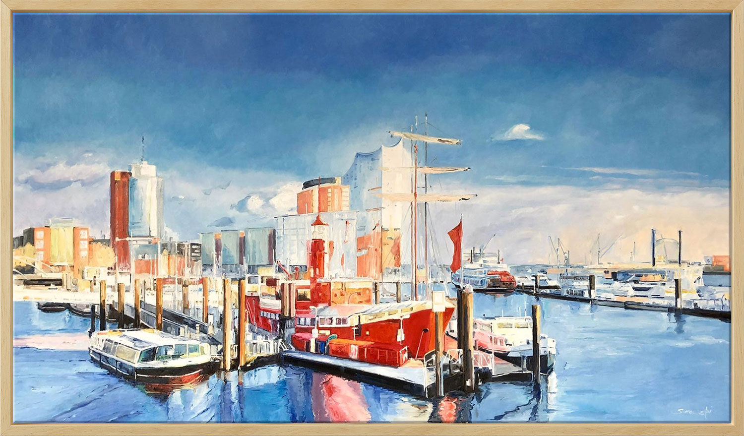 Cuadro "Hafencity" (Original / Pieza única), enmarcado de Kirsten Serowski