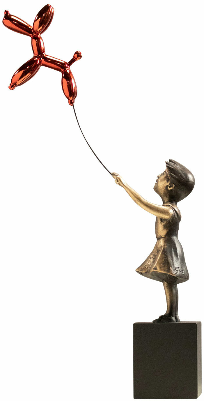 Skulptur "Pige med rød ballonhund", bronze von Miguel Guía
