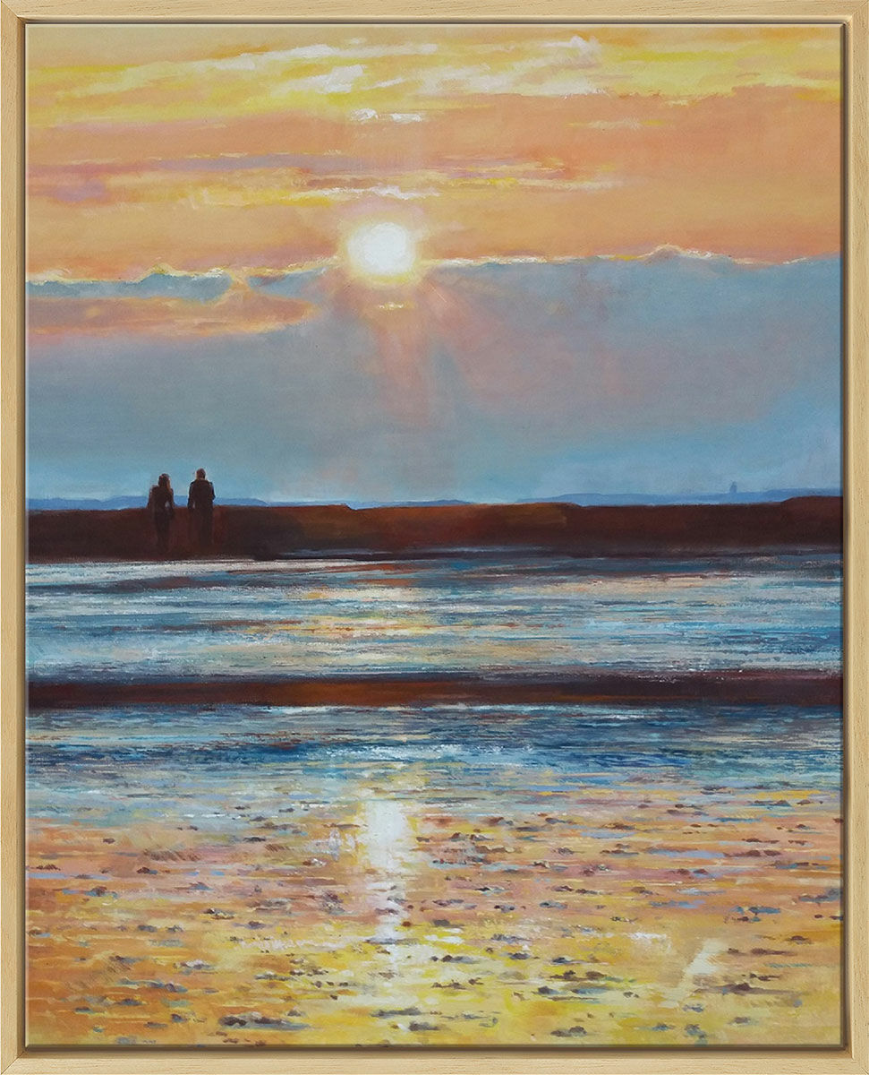 Picture "Horizons - Couple on the Mudflats" (2017) (Original / Unique piece), framed by Monika Sieveking