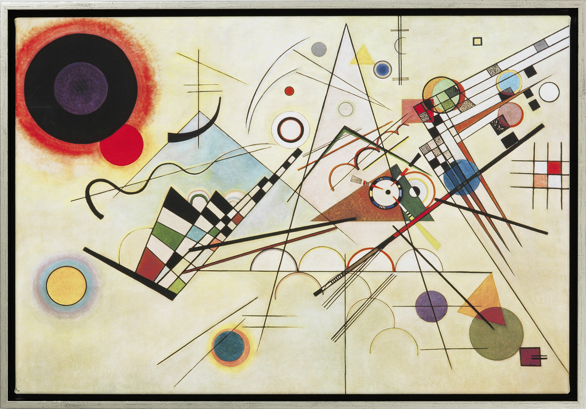 Bild "Komposition VIII" (1923), gerahmt von Wassily Kandinsky
