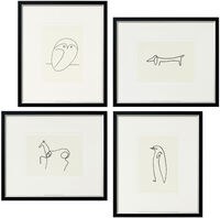Lot de 4 tableaux représentant des animaux, encadrés