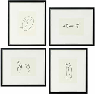 4 Animal Pictures in a Set, framed