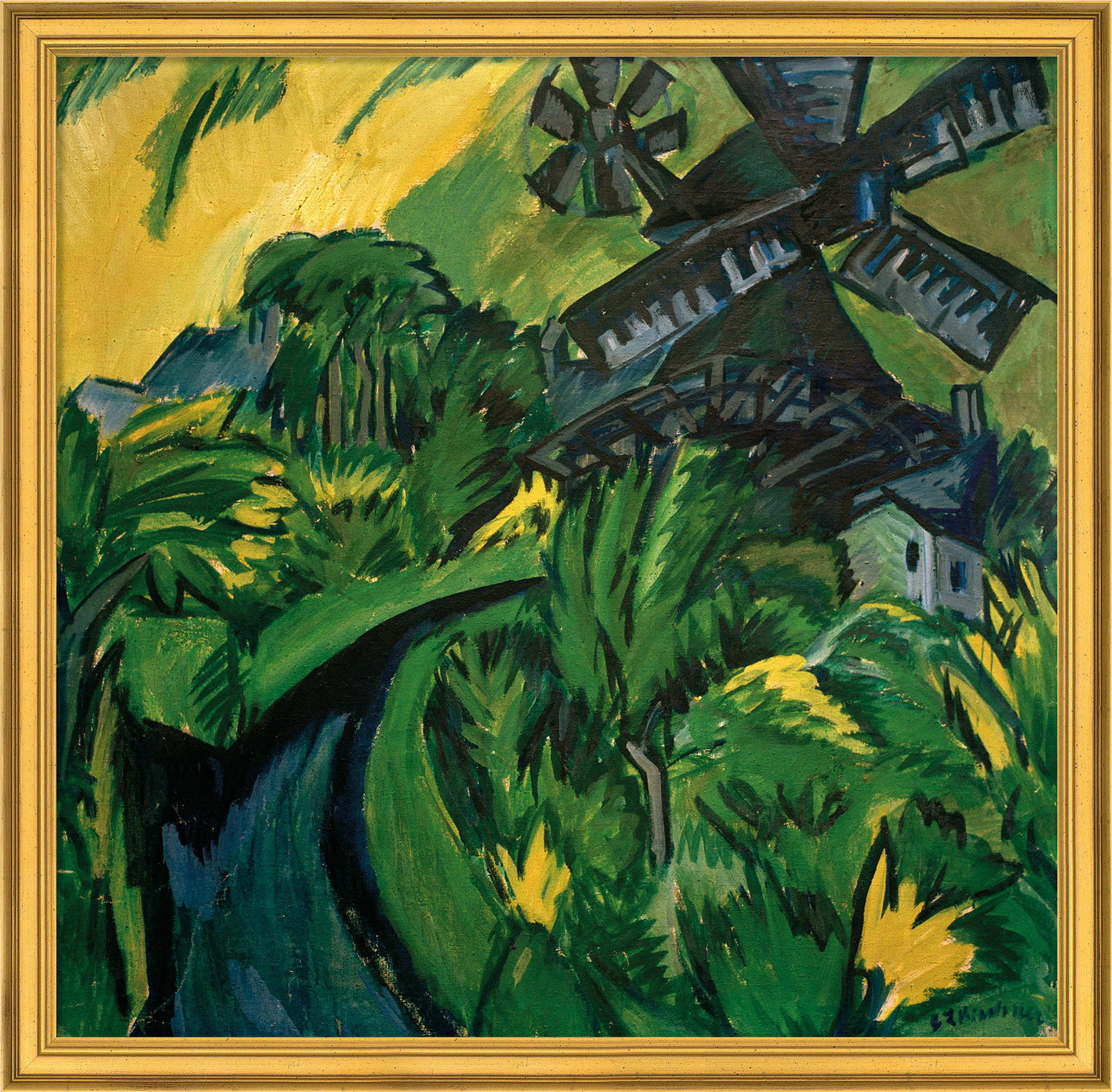 Picture "Windmill on Fehmarn" (1913), framed by Ernst Ludwig Kirchner