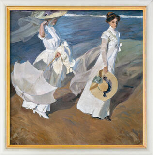 Picture "Walk on the Beach" (1909), white and golden framed version