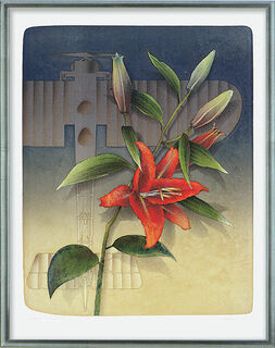 Picture "Fire Lily and Plane", framed