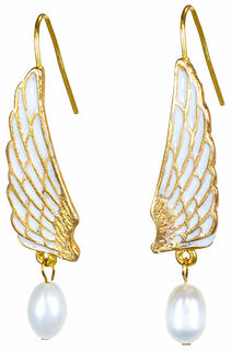 Earrings "Golden Swan" with pearls