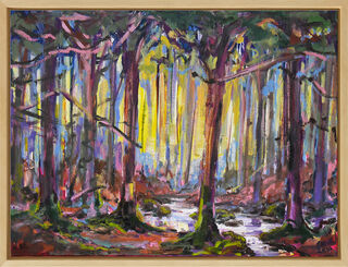 Billede "Forest Stream" (2025) (Original / unika), indrammet af Sibylle Bross