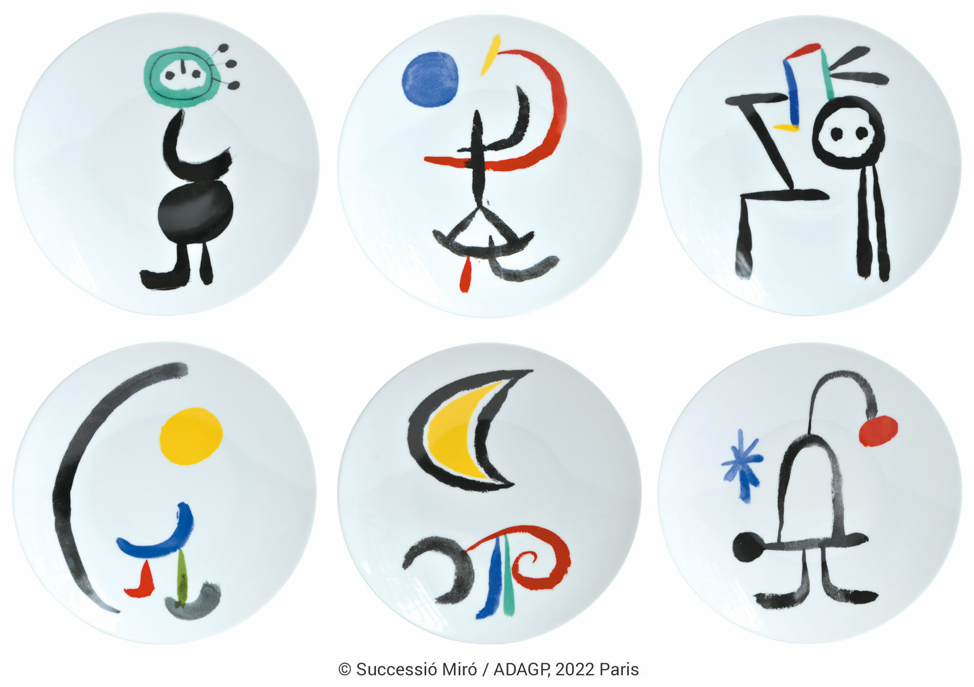 Set van 6 saladeborden - van Bernardaud von Joan Miró