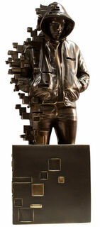 Sculpture "Young Pixelated", bronze by Miguel Guía