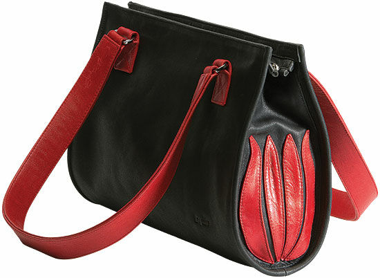 Handtasche "Black and Red Tulip" von Linde Van der Poel