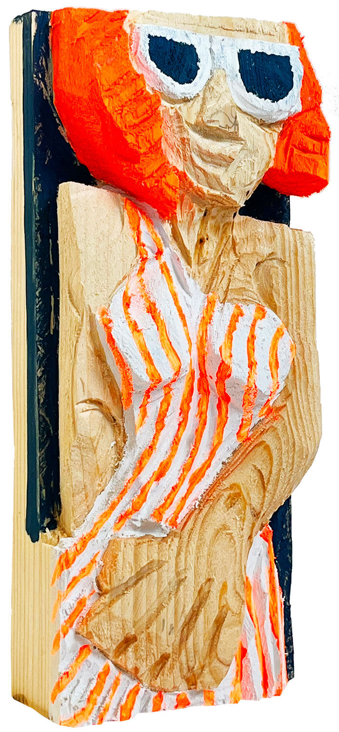 Vægmalerirelief "Orange Is The New Red" (2026) (Original / Unikat), træ af Jörg Herz