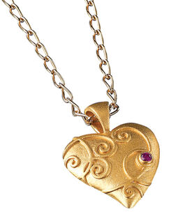 "Baroque Heart Pendant" with necklace, gold-plated version