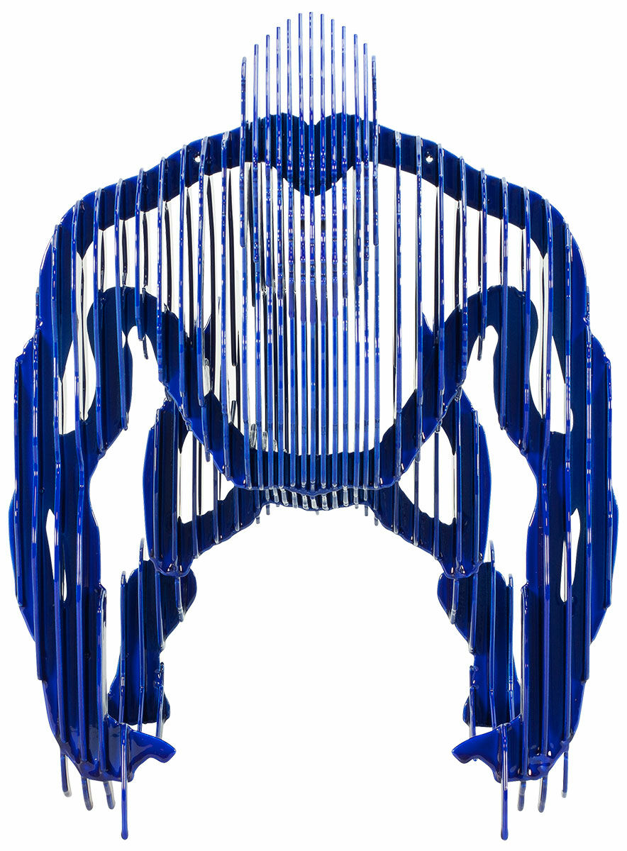 Stahlskulptur "Gorilla", blaue Version