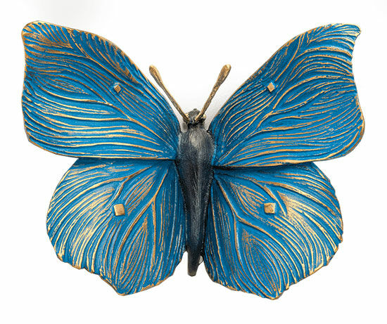 Haveobjekt / vægskulptur "Butterfly Blue", bronze