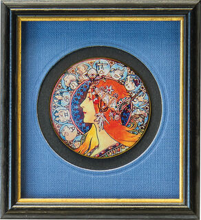 Miniature porcelain picture "Zodiac", framed