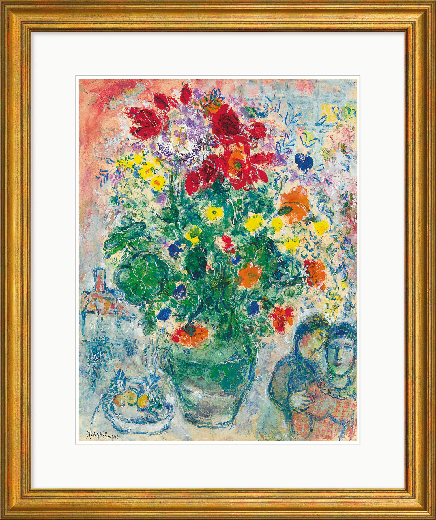 Picture "Bouquet de Renoncules" (1968), golden framed version by Marc Chagall