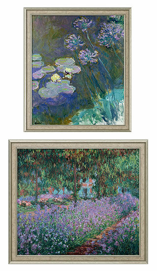 Set of 2 pictures "Yellow Water Lilies and Agapanthus" + "Iris Bed in Monet's Garden" by Claude Monet