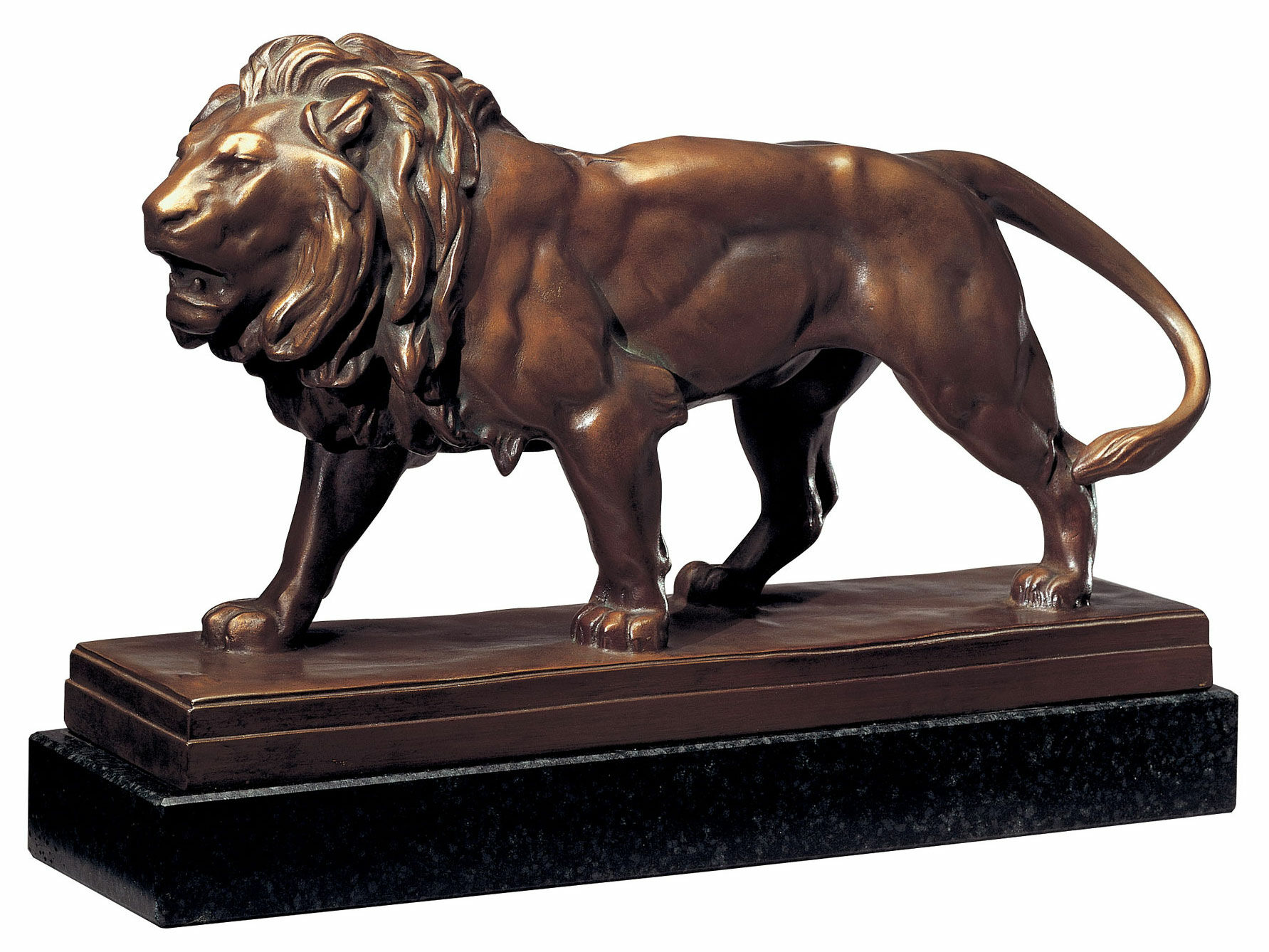 Sculptuur "Aanvallende leeuw", gebonden brons von Antoine-Louis Barye