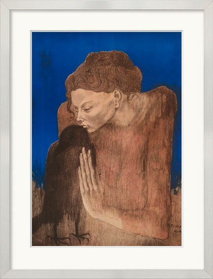 Bild "Die Frau mit dem Raben", gerahmt von Pablo Picasso
