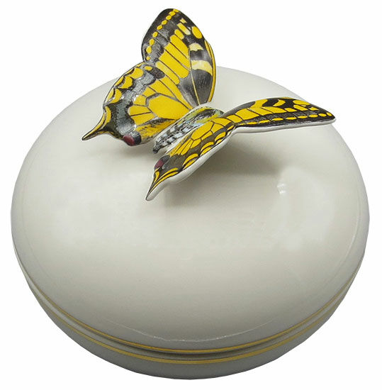 Box with lid "Swallowtail", porcelain with gold decoration