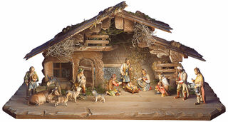 Stable from "The Ulrich Shepherd Nativity" (without figures), wood hand-painted