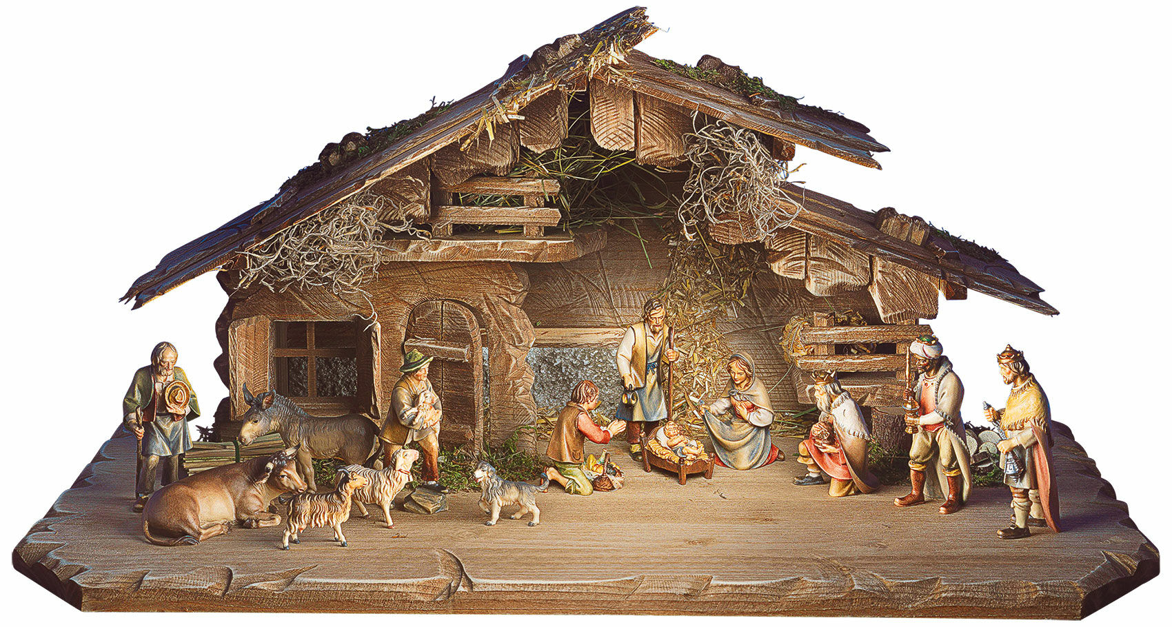 Étable de la "Nativité du berger Ulrich" (sans personnages), bois peint à la main