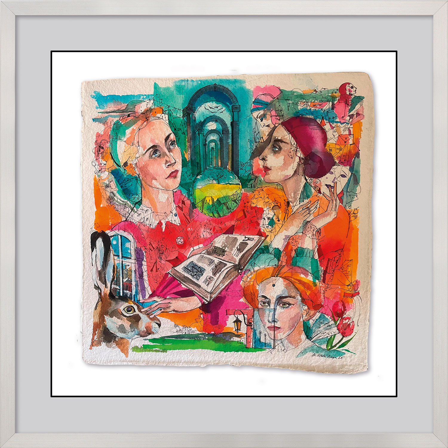Billede "Colourful Twilight" (2025) (Original / unika), indrammet af Marina Krasnitskaya