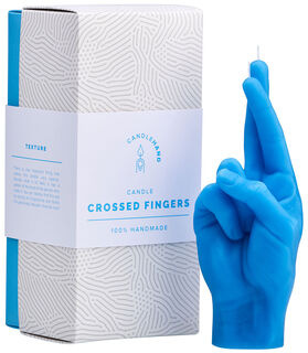 Kerze "Crossed Fingers", Version in Blau