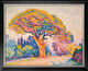 Obraz "Sosna z Bertaud (w Saint-Tropez)" (1909), wersja oprawiona w czarno-srebrne ramy autorstwa Paul Signac