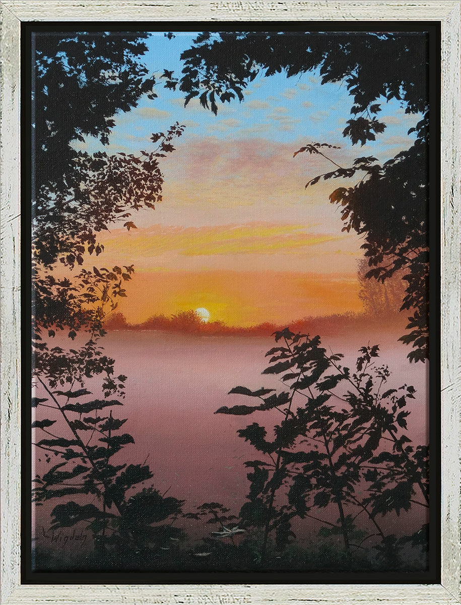 Billede "Solopgang i efteråret", indrammet von Leo Windeln