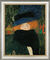 Bild "Bildnis einer Frau mit Hut und Federboa" (1909), gerahmt