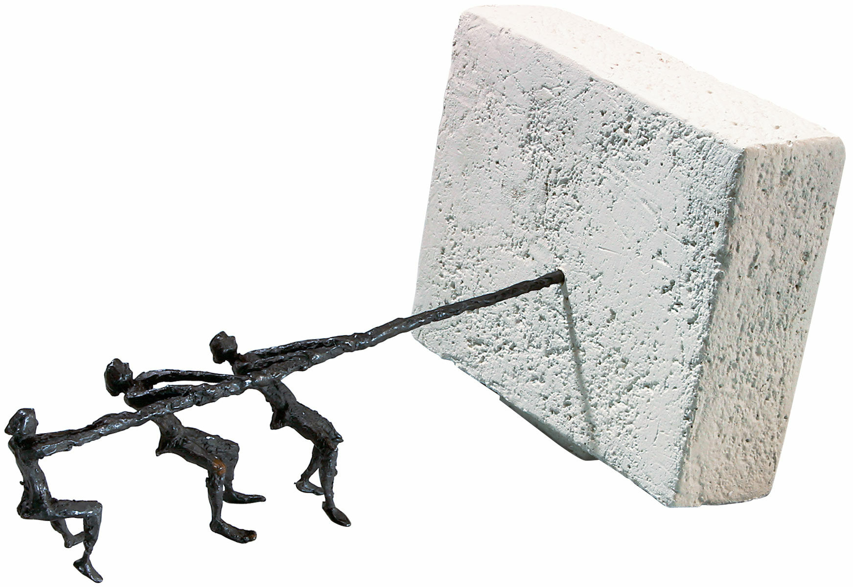 Skulptur "An einem Strang ziehen", Bronze und Steinguss von Luise Kött-Gärtner