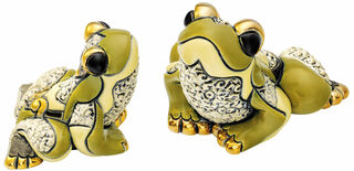 Ensemble de 2 figurines en céramique "Famille de grenouilles"