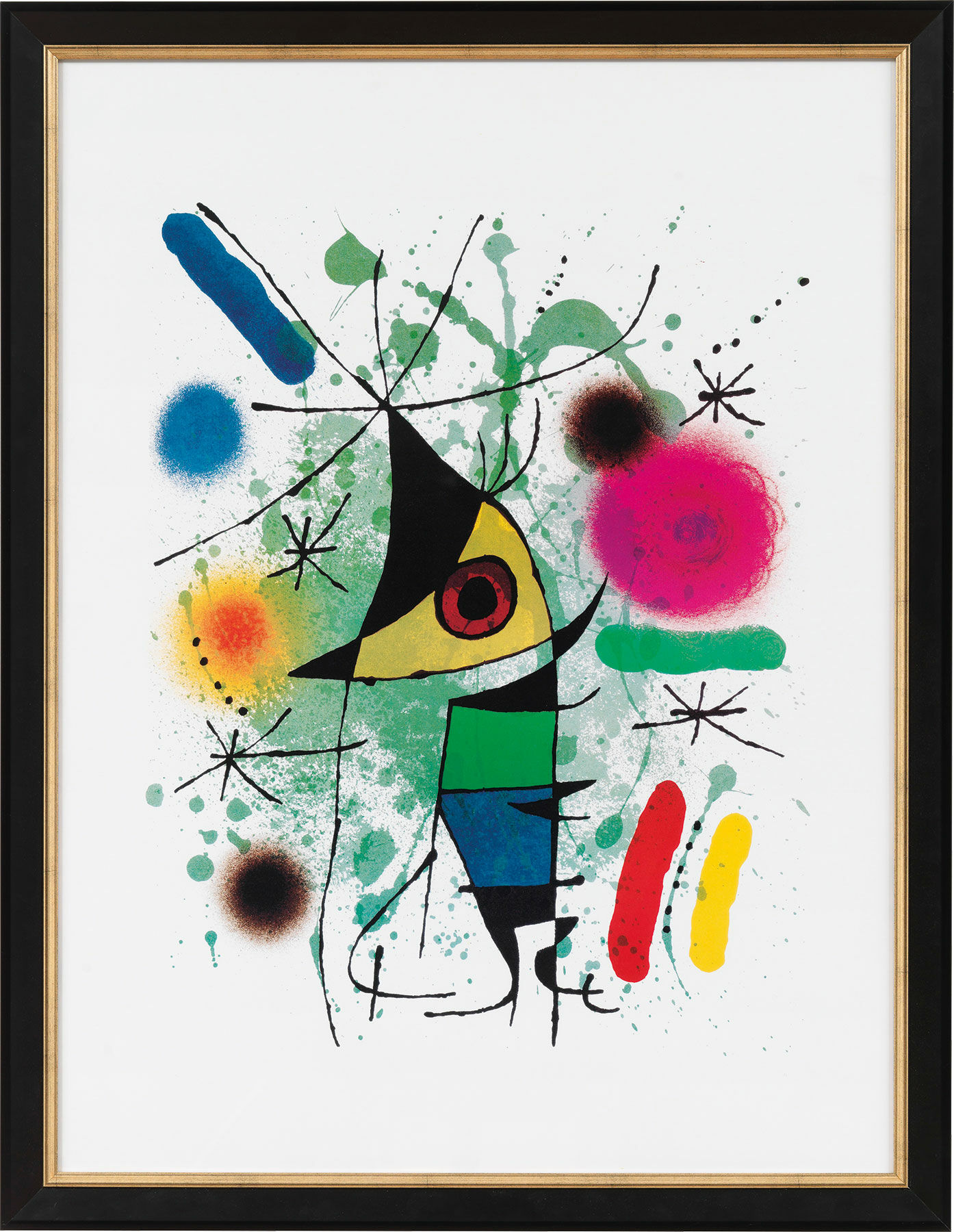 Bild "Der singende Fisch" (1972), gerahmt von Joan Miró