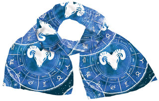Jedwabna apaszka "Znak zodiaku Baran" (21.03.-20.04.), wersja niebieska autorstwa Petra Waszak