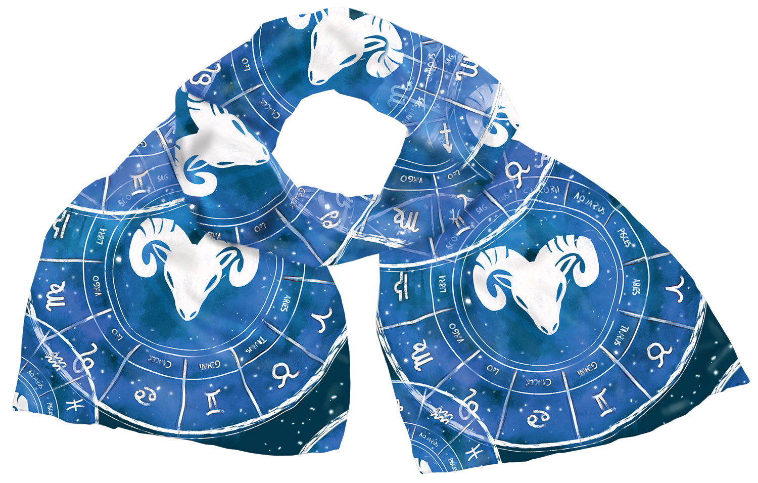 Jedwabna apaszka "Znak zodiaku Baran" (21.03.-20.04.), wersja niebieska autorstwa Petra Waszak