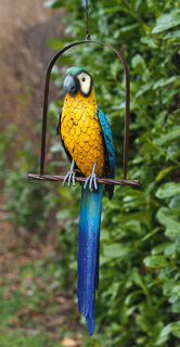 Garden ornament / hanging decoration "Parrot on Swing"