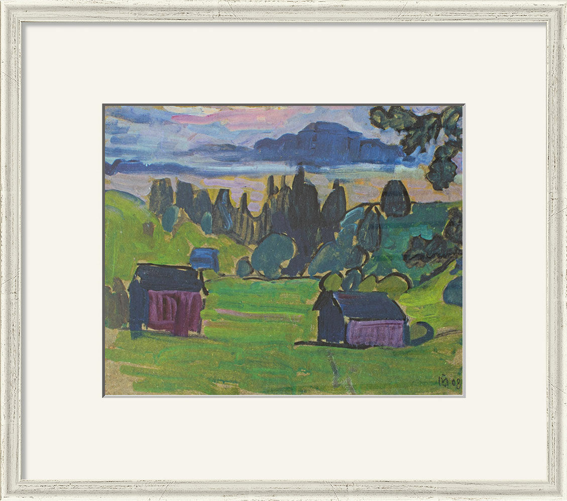 Picture "View of the Murnauer Moos" (1908), framed by Gabriele Münter
