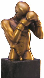 Skulptur "Der Boxer" (1996), Bronze auf Steinsockel
