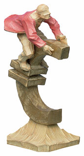 Skulptur "Banker", Kunstguss Holzfinish von Roman Johann Strobl