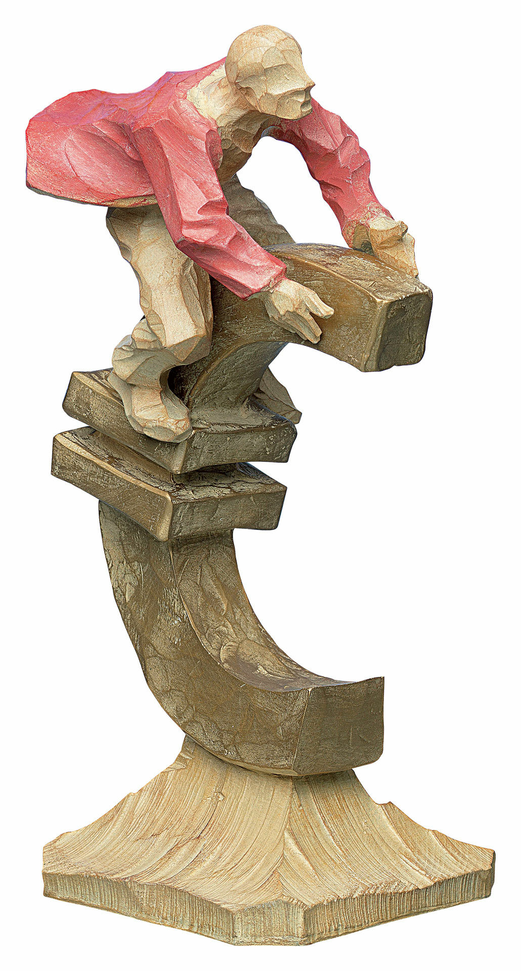 Sculpture "Banker", cast wood finish by Roman Johann Strobl