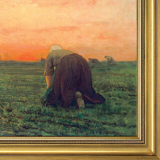 Picture "The Women Weeders" (1868), framed by Jules Breton