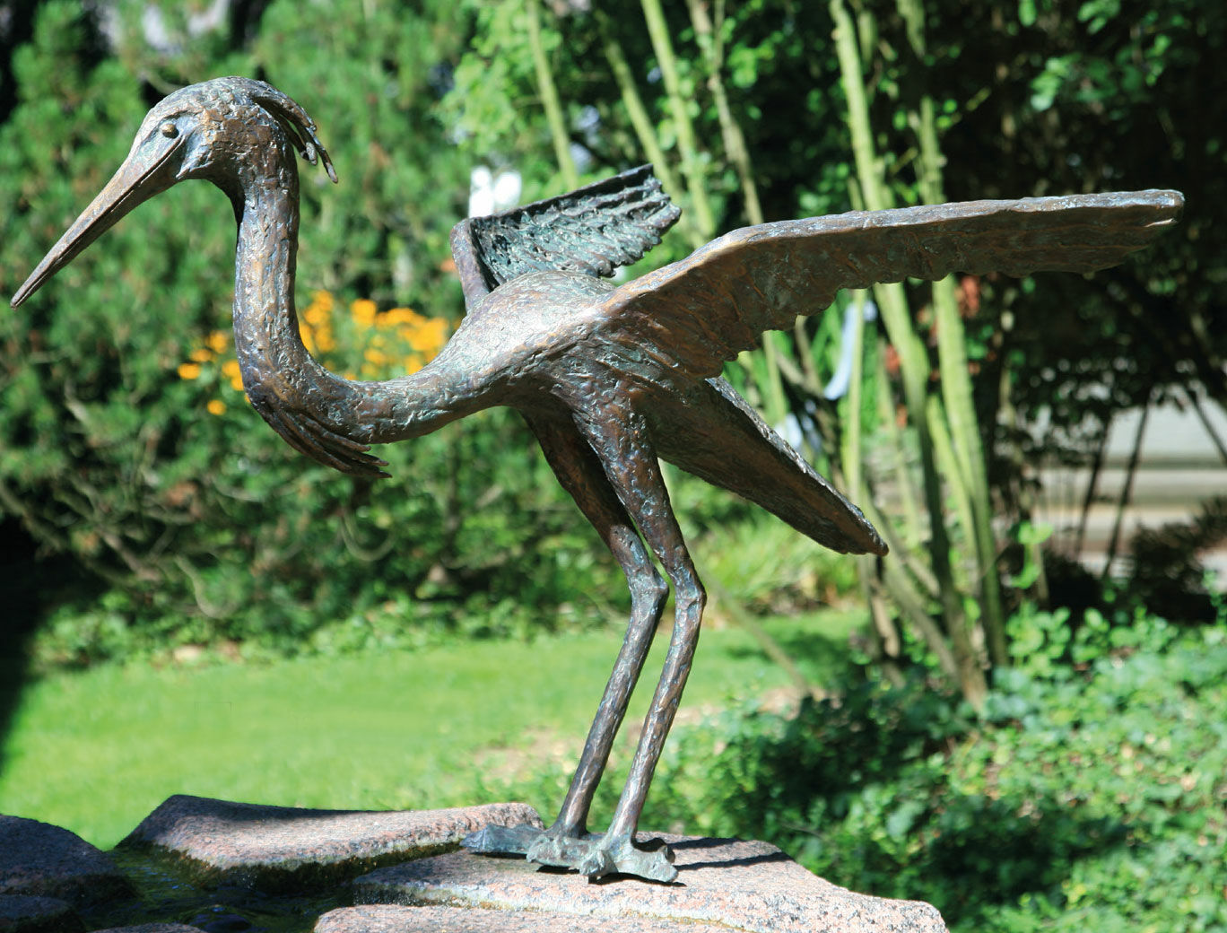 Haveskulptur "Heron", bronze von Ernst Günzkofer