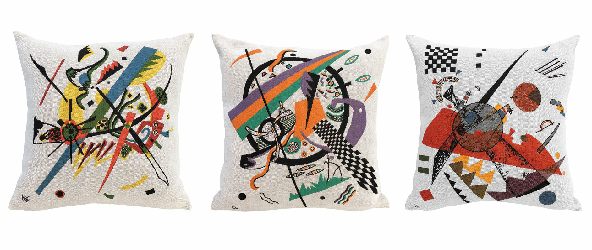 Set of 3 cushion covers with artist's motifs by Wassily Kandinsky