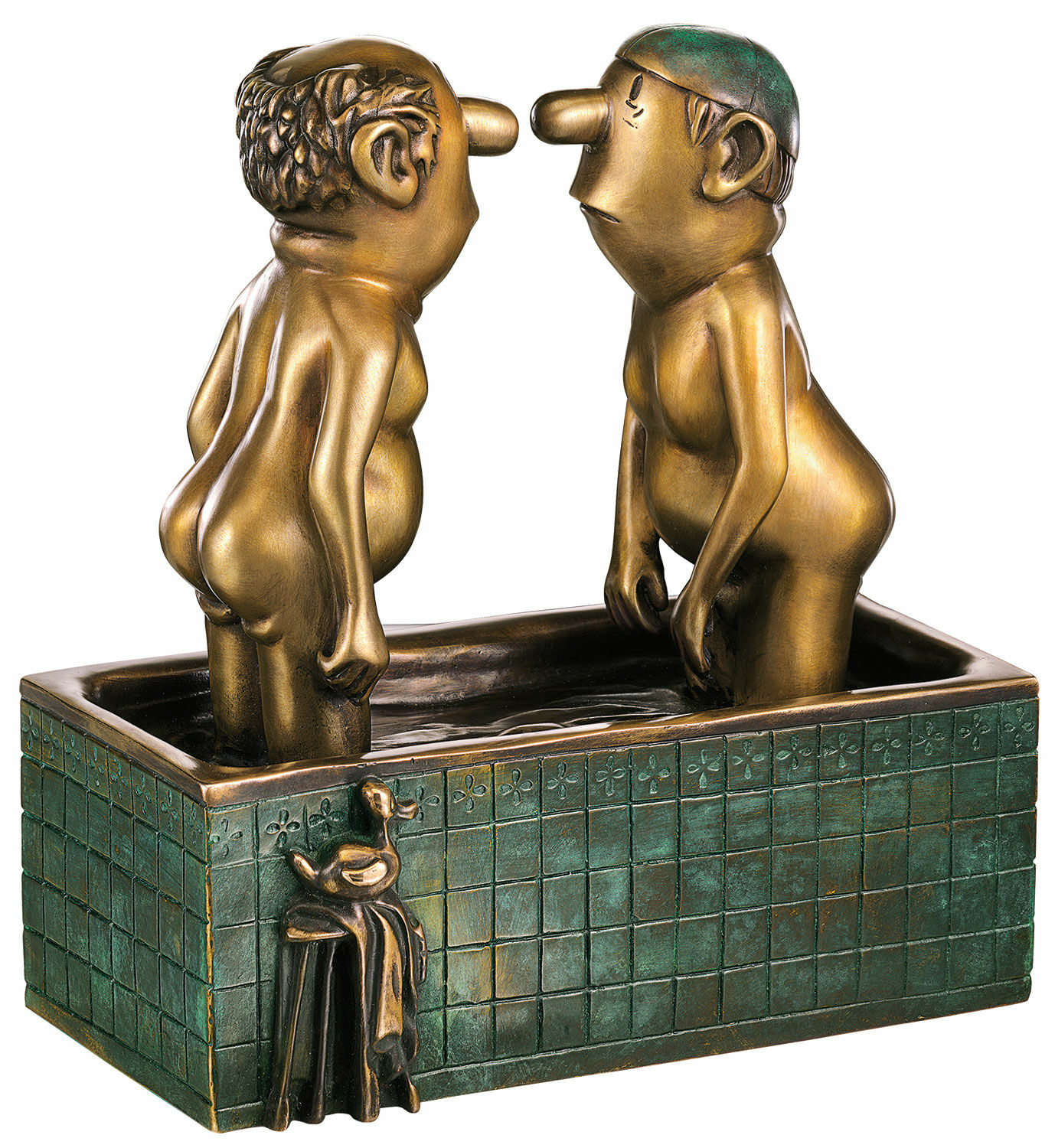 Sculpture "Gentlemen in the Bathtub", bronze by Loriot