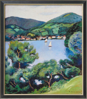 Picture "View from Tegernsee" (1910), framed by August Macke