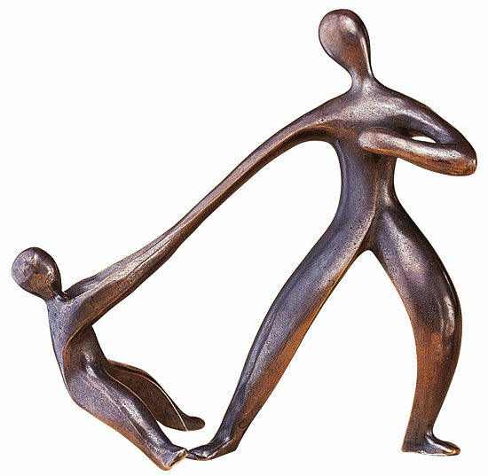 Sculpture "Father - Son", bronze by Johannes D. Zoller