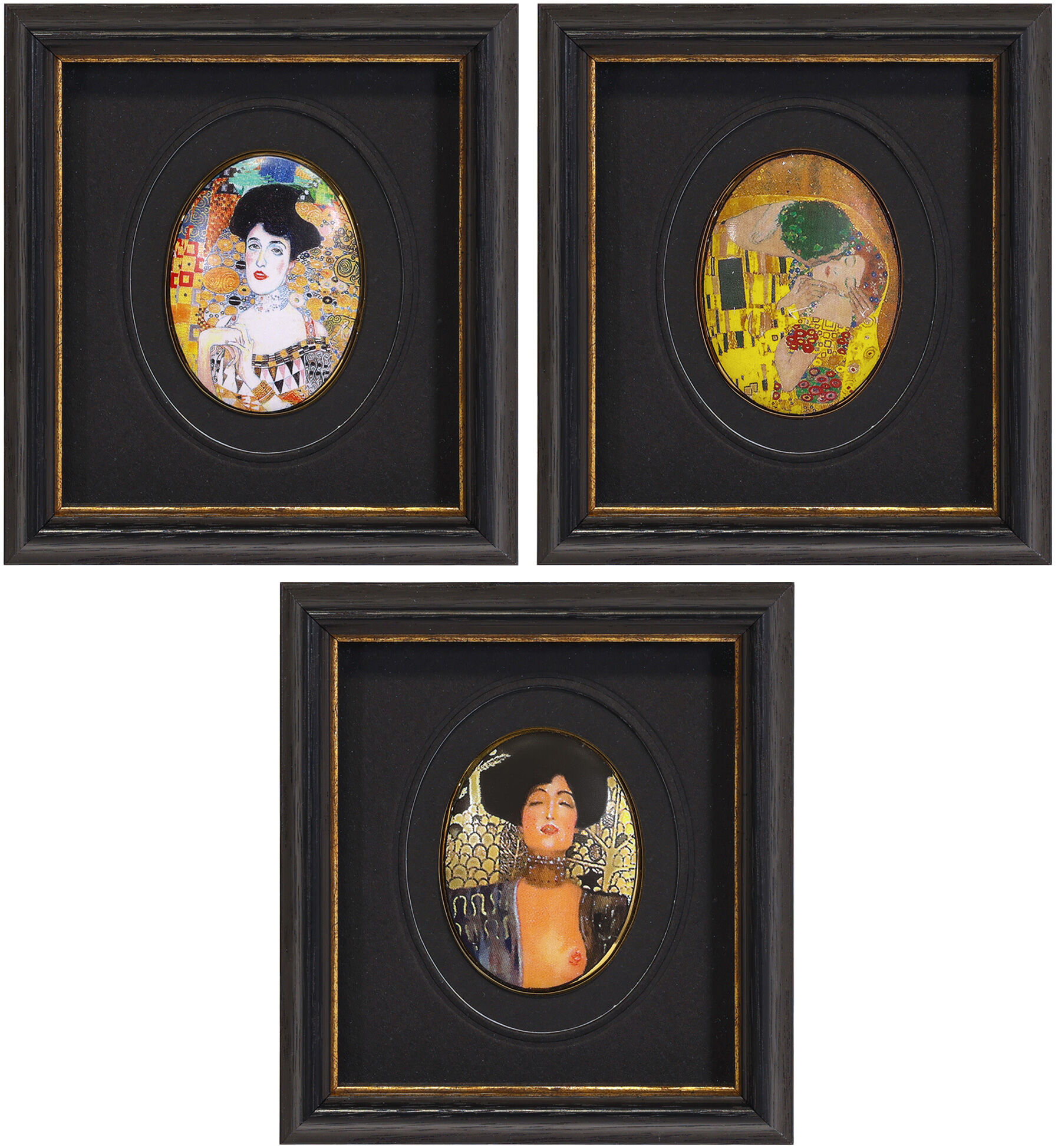 3 Miniatur-Porzellanbilder mit Künstlermotiven im Set von Gustav Klimt