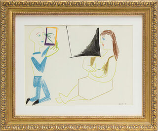 Billede "I atelieret" (1954), indrammet von Pablo Picasso