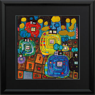 Picture "(814) Pavillions and Bungalows", framed by Friedensreich Hundertwasser